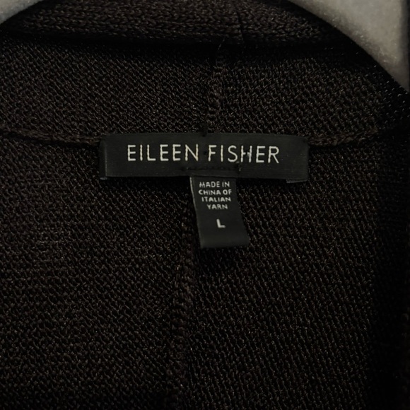 Eileen Fisher Dark Brown Open Front Knit Cardigan Large Preppy Quiet Luxury - Picture 12 of 12